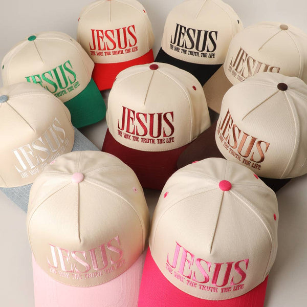 JESUS Typography Embroidered Trucker Hat