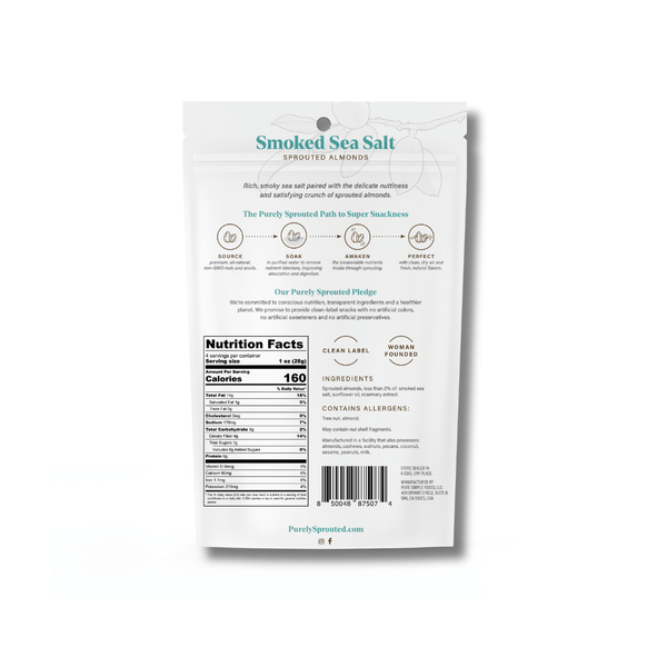 Smoked Sea Salt Sprouted Almonds 4 oz bag