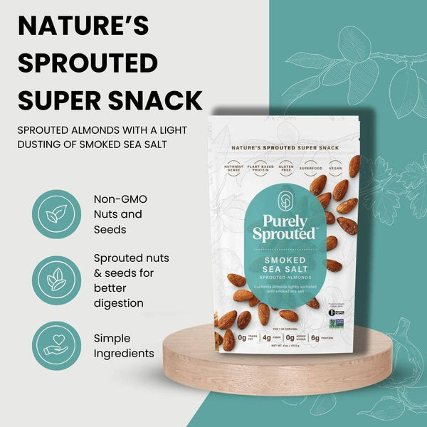 Smoked Sea Salt Sprouted Almonds 4 oz bag