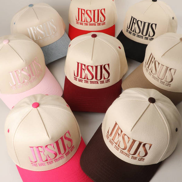 JESUS Typography Embroidered Trucker Hat
