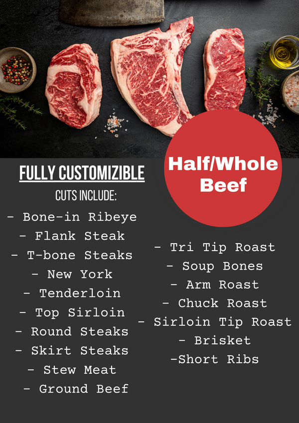 100% GRASS FED Half/Whole Beef *Deposit Only*